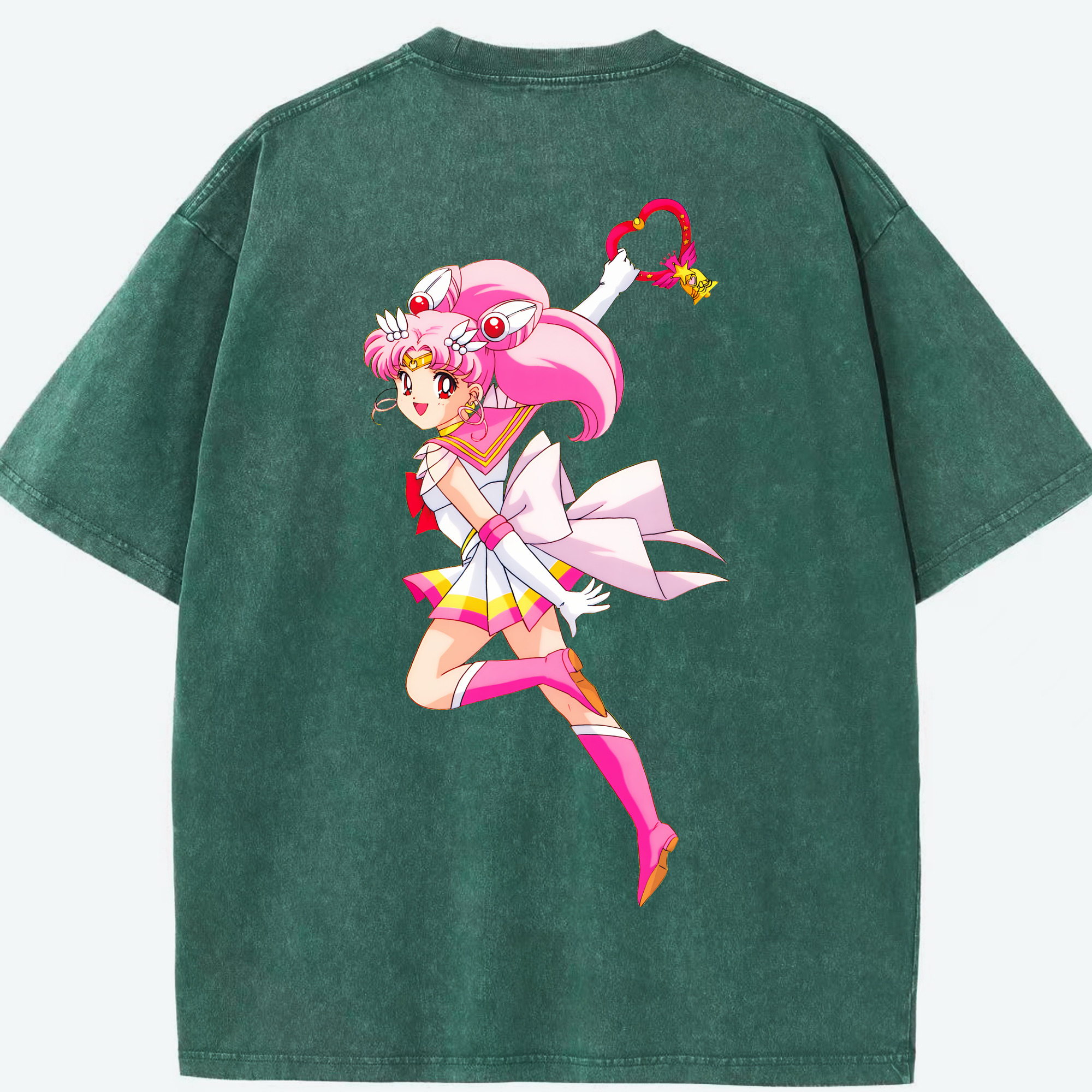 （画像用） 美少女戦士セーラームーン ちびうさ Sailor Moon Chibiusa Tsukino Usagi Small Lady Serenity 綿100% ヴィンテージ風 半袖Tシャツ（背面プリント）